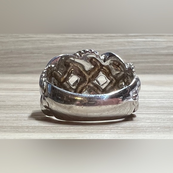 Vintage Italian Designer (2205AR) Sterling Silver Braided Rope Knot Ring, Size 9 - Picture 4 of 10